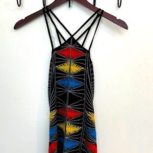 BCBG MaxAzria Mesh Crochet Detail Maxi Dress. Size XXS